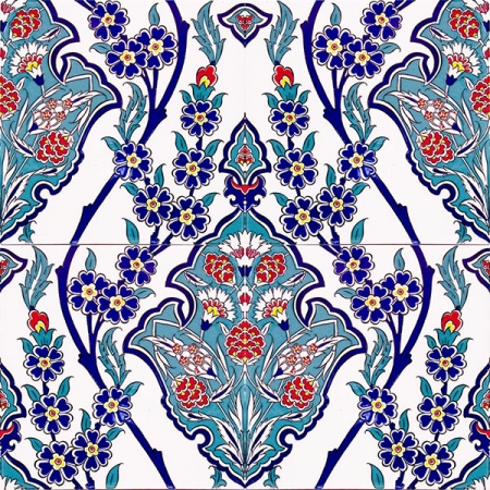 AC-13 Flower Patterned Cini Ceramic Tile, Kütahya tiles, iznik china, Mosque tiles, Turkish bath, maroc, arabic mosque decoration tiles, prices, samples