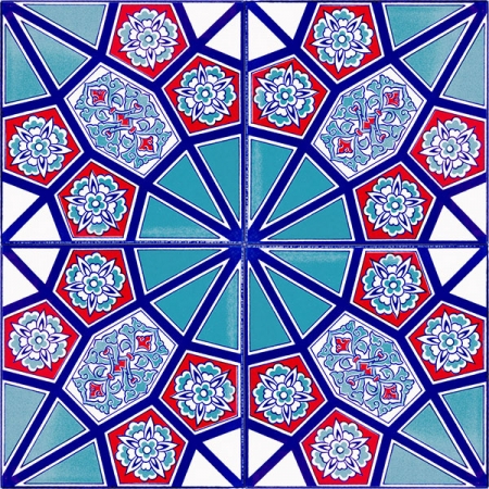 Плитка Cini с геометрическим красным синим узором AC-3