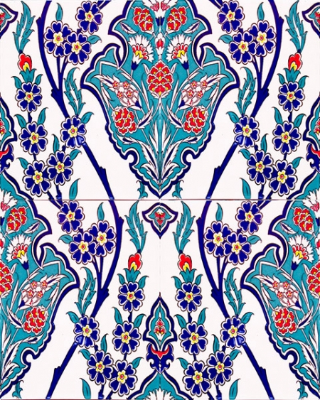 AC-1013 Carnation Patterned Tile Ceramic Tile, Kütahya Tile, Mosque Tiles, Turkish Bath, Arabic Mosque, Bathroom, Hotel Decoration, Prices, Samples