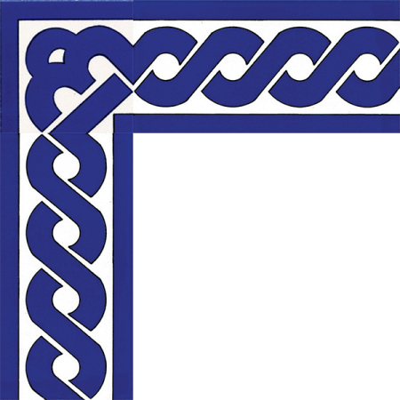 Cobalt chain crossing tile. Masjid belt tile coating