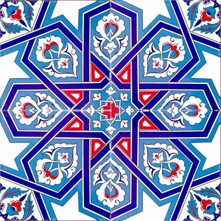 Kütahya tile, iznik tile, Mosque tiles, Patterned ceramic porcelain tiles, Turkish bath, maroc, arabic tiles, Selcuk Yıldızı Geometric Cini Tile prices samples