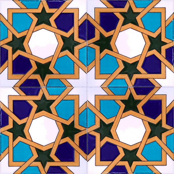 20x20 SP-99 V Tunus Desenli Geometrik Cini Karo Pano Kütahya ve İznik çinileri cami otel türk hamamı banyo mutfak seramik dekorasyon örnekleri interior