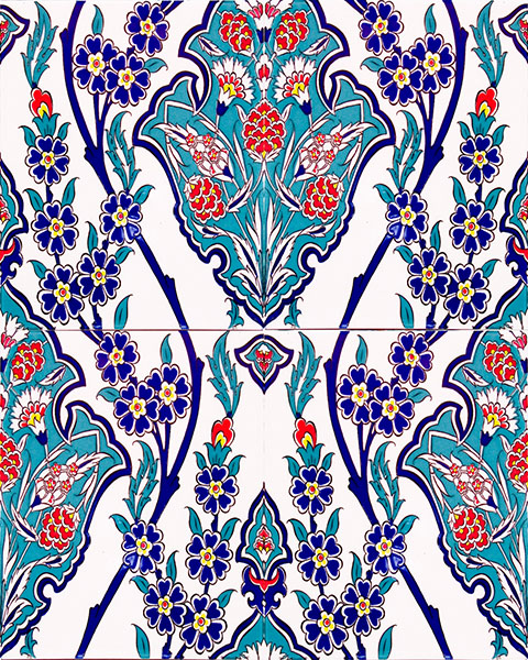 AC-1013 Karanfil Desenli Çini Seramik Karo, Kütahya çinisi, Cami çinileri, Türk hamamı, arabic mosque, Banyo, otel dekorasyon, fiyatları, örnekleri