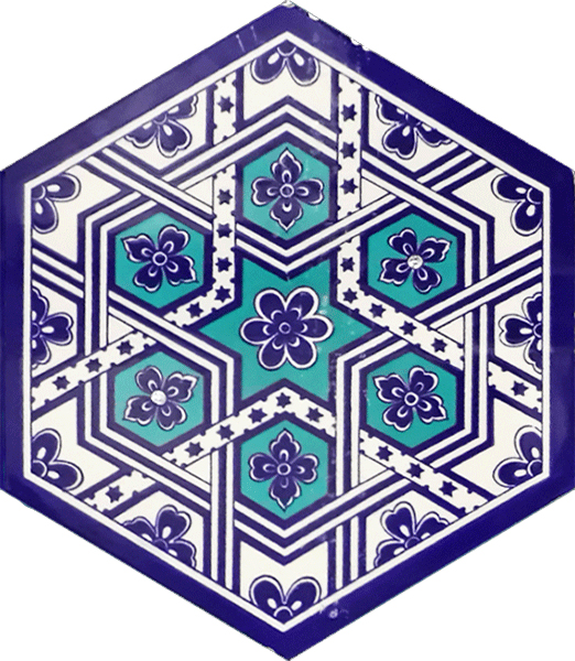 AL-7 Türkmen Altıgen Cini Seramik Karo, Kutahya çinisi, İznik çinileri, Türk hamamı, mosque, Banyo, otel dekorasyon fiyatları, hexagon tile, decorations,