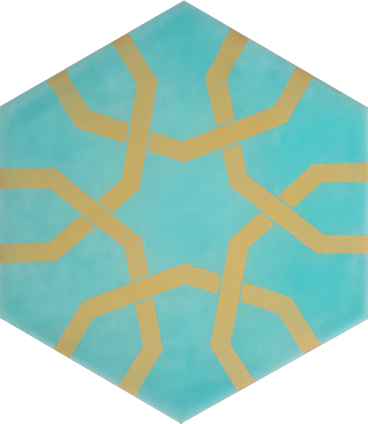 AL-9 Metallic Yellow Hexagon Ceramic Tile Kutahya Ceramic Iznik Turkish Ceramics Turkish Bath Mosque, Bathroom Hotel Decoration Prices Hexagon Tile Decorations