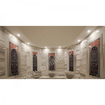 60x120 Hayat Ağacı çini Desenli Türk Hamamı