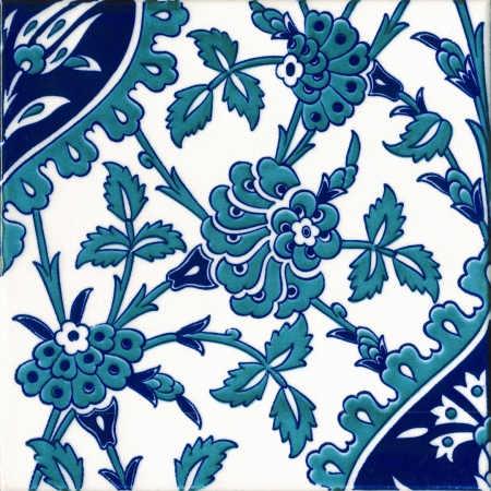 20x20 Cm Ac 42 Blue White Floral Pattern Iznik Tile Tile