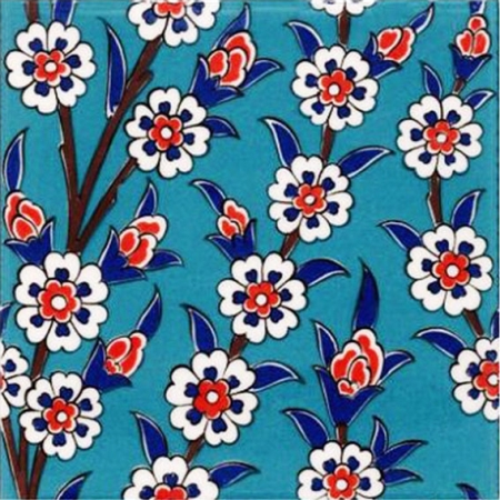 20x20 Ac-60-Turquoise Daisy Pattern Tile Tile