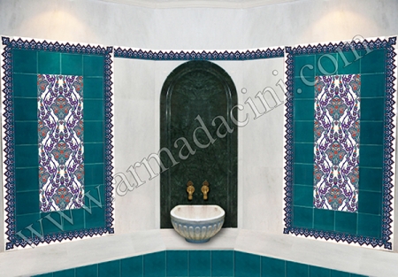 AC-13 Flower Patterned Cini Ceramic Tile, Kütahya tiles, iznik china, Mosque tiles, Turkish bath, maroc, arabic mosque decoration tiles, prices, samples
