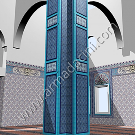 Square column turquoise tile coating samples