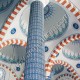Zincir Desen Kolon Çini Tasarımı Mavi Beyaz