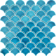 5x5 cm Fileli Porselen Balık pulu çini PC-818 Turkuaz Balık pulu Fileli Mozaik