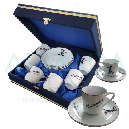 Atatürk'lü Fincan Takımı Modelleri Desenleri Hediyelik Atatürk Ürünleri Kahve Fincanı Takımı Atatürk Silüeti İmzası İmzalı Hediyelik Ürünler En Güzel En Özel