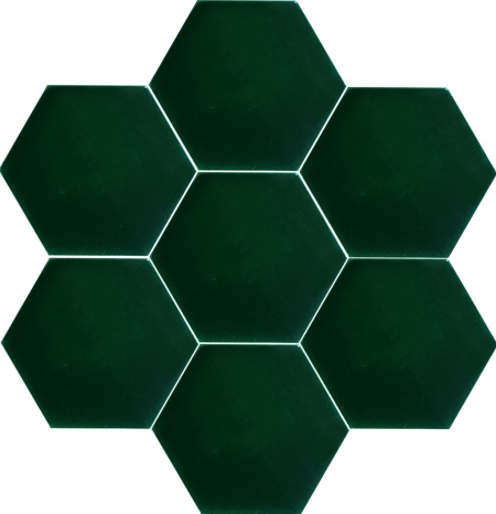 15x17 cm AL 62 Koyu Yeşil Düz Altıgen Çini Karo Seramik