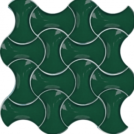 12x20 cm Kemik Yeşil Şekilli Çini Seramik Karo