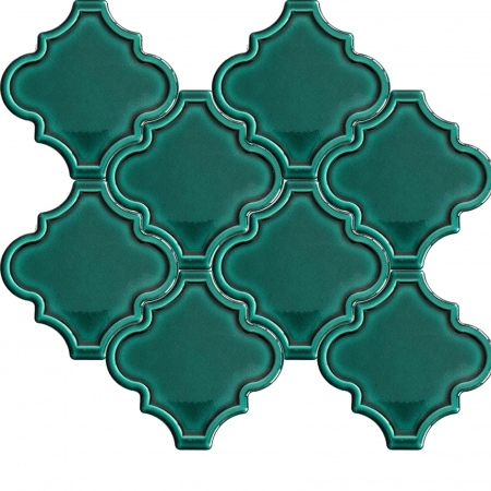 12x12 Ottoman Rölyefli Arabesk Yeşil Çini Karo Seramik