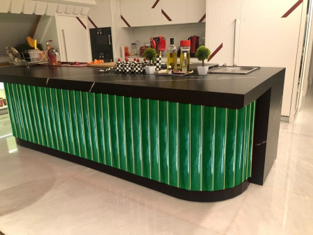 9X100 Green Bar Front Corrugated Tile Ceramic