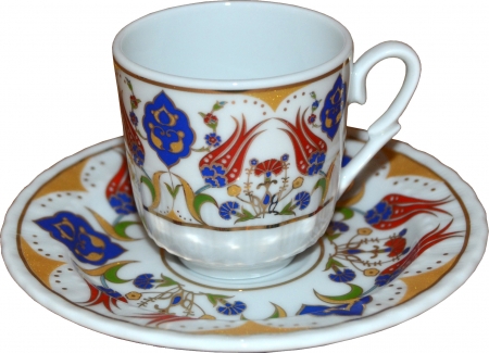 lale desenli fincan takımı tulip patterned porcelain coffee cup