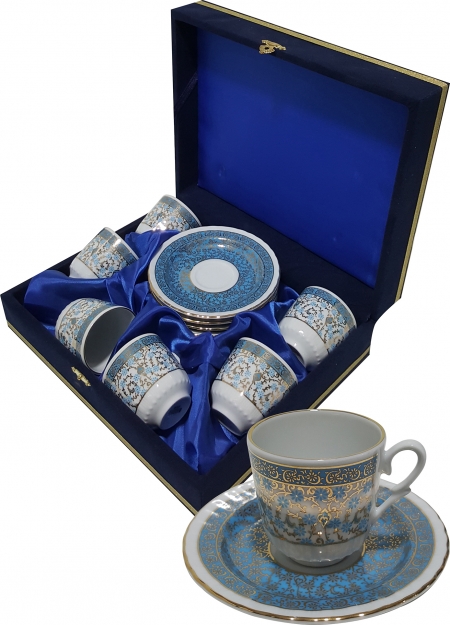 mavi renk çini işlemeli türk kahve fincanları turkish flower patterned coffee cup
