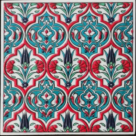 20x20 Cm ED 310 Turkuaz Madalyon Eldekoru Çini Pano hand made tile interior decoration Turkish tiles
